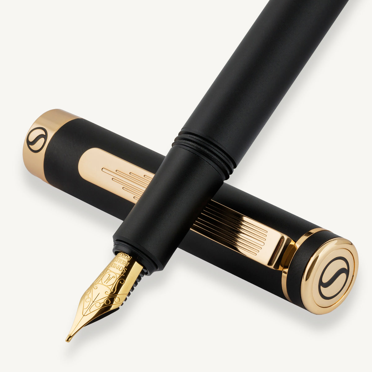 Scriveiner Pocket Pen Black Gold Fountain Pen - Medium Nib