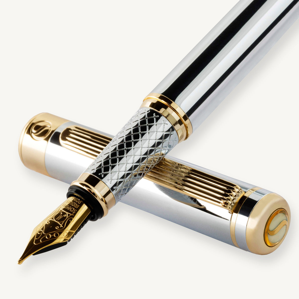 Scriveiner Klassischer Silberner Chrom-Füllfederhalter - Mittlere Spitze