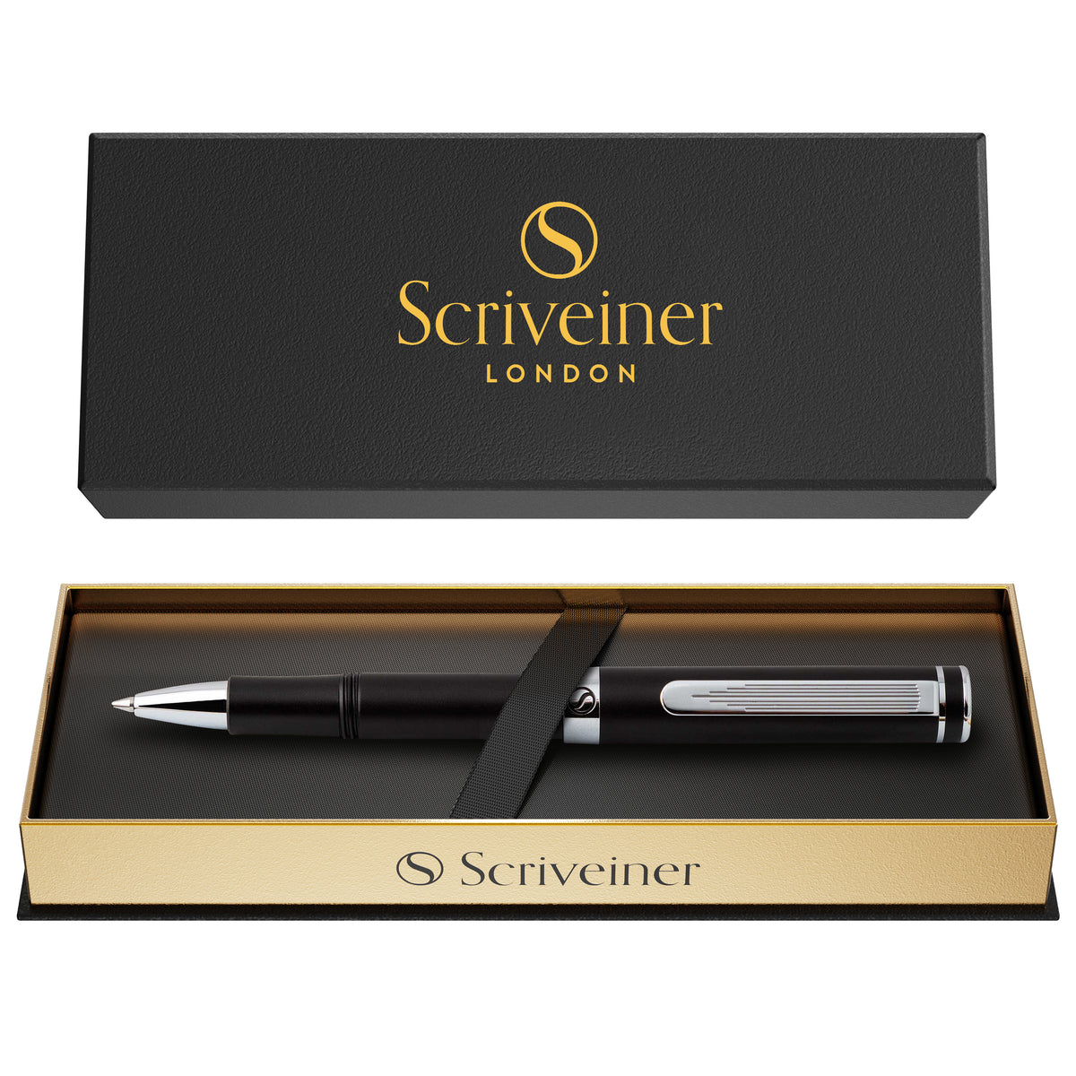 Penna rollerball Scriveiner Pocket Pen Cromo Nero