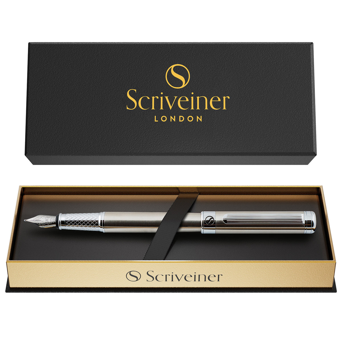 Scriveiner Klassischer Füllfederhalter Edelstahl - Feine Feder