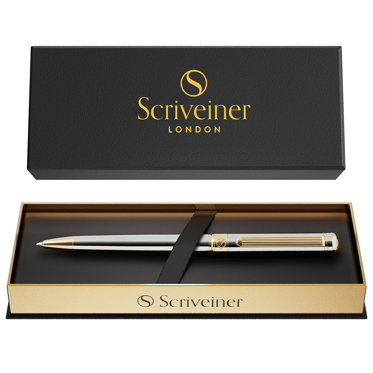 Scriveiner Classic Silver Chrome Ballpoint Pen - Custom