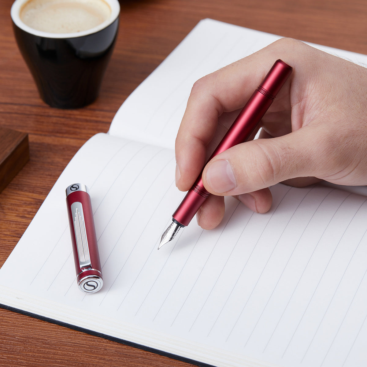 Scriveiner Pocket Pen Matt Red Fountain Pen - Fine Nib