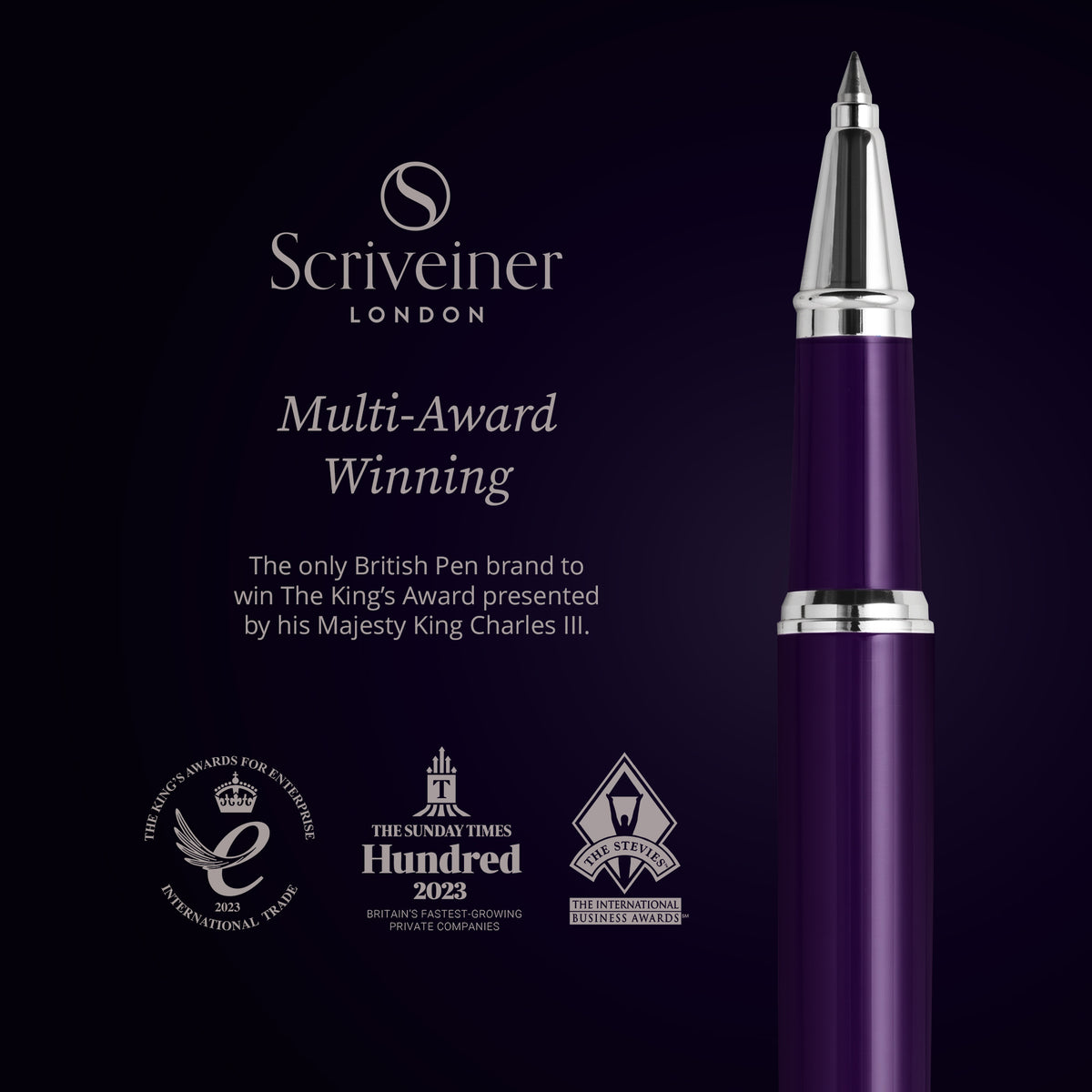 Scriveiner Classic Aubergine Rollerball Pen - Custom