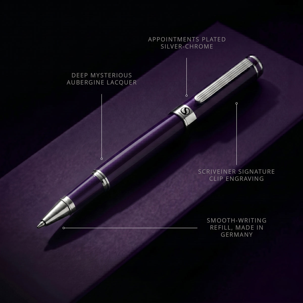 Scriveiner Classic Aubergine Rollerball Pen - Custom