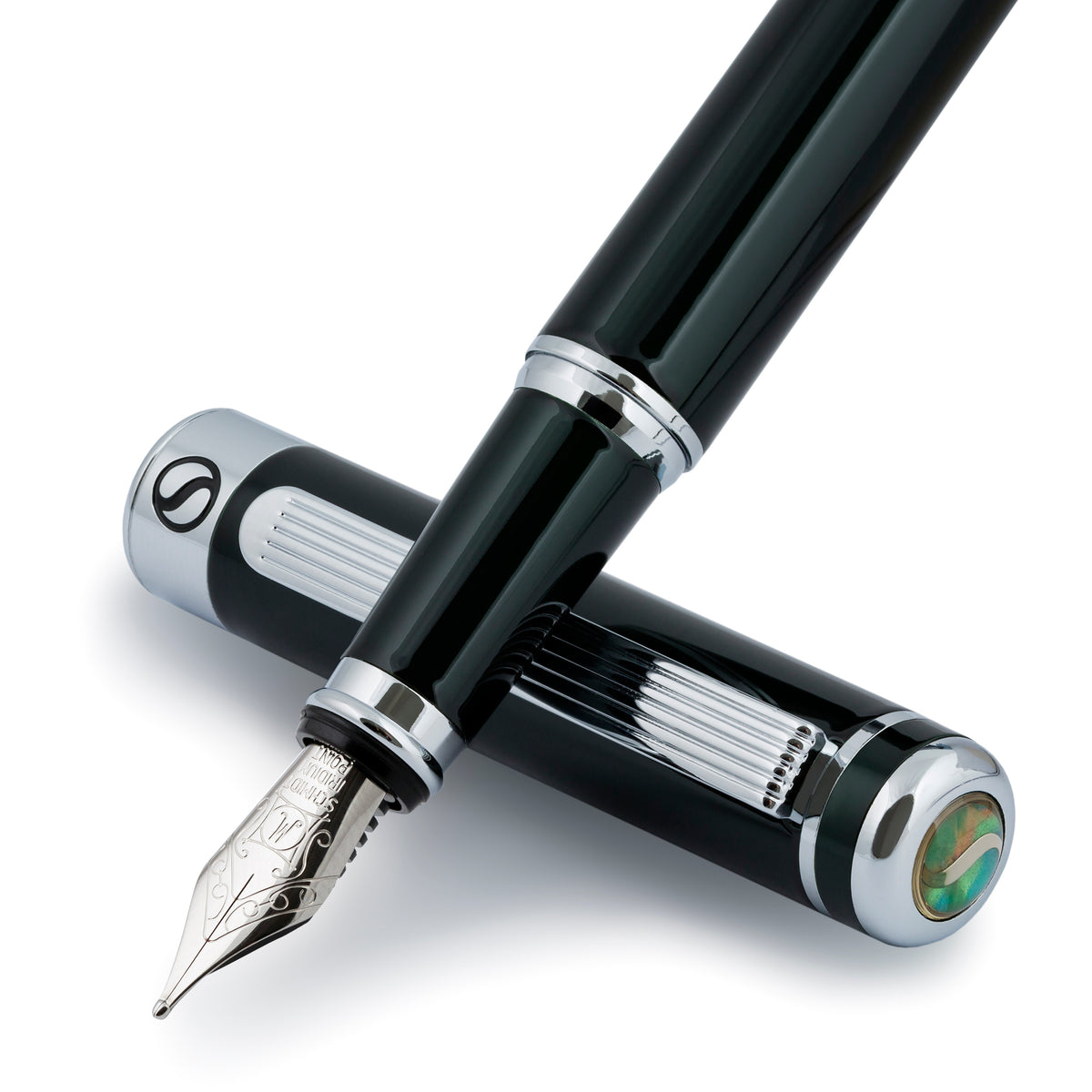 Stylo plume Scriveiner Classic noir vert - Pointe moyenne