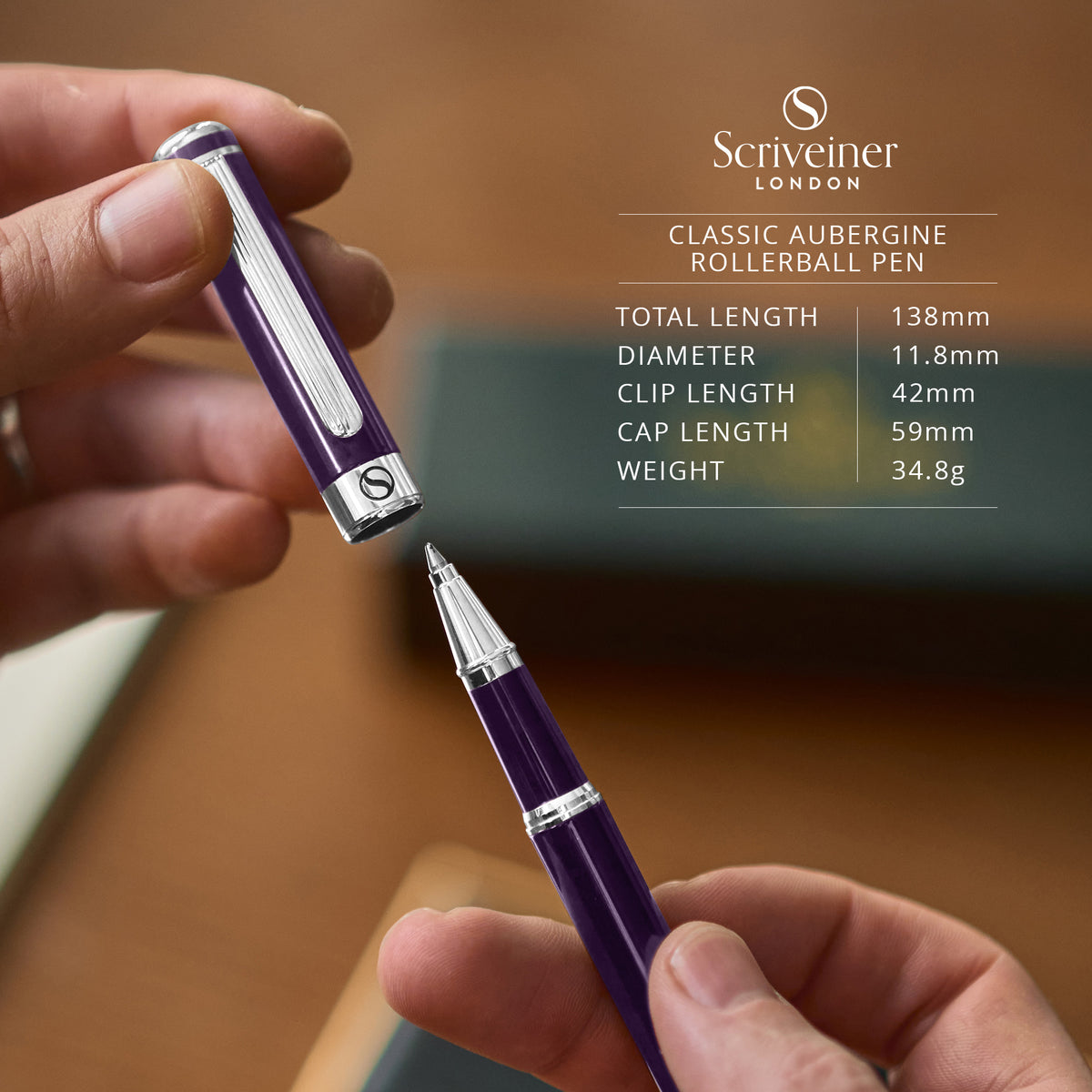 Scriveiner Classic Aubergine Rollerball Pen - Custom