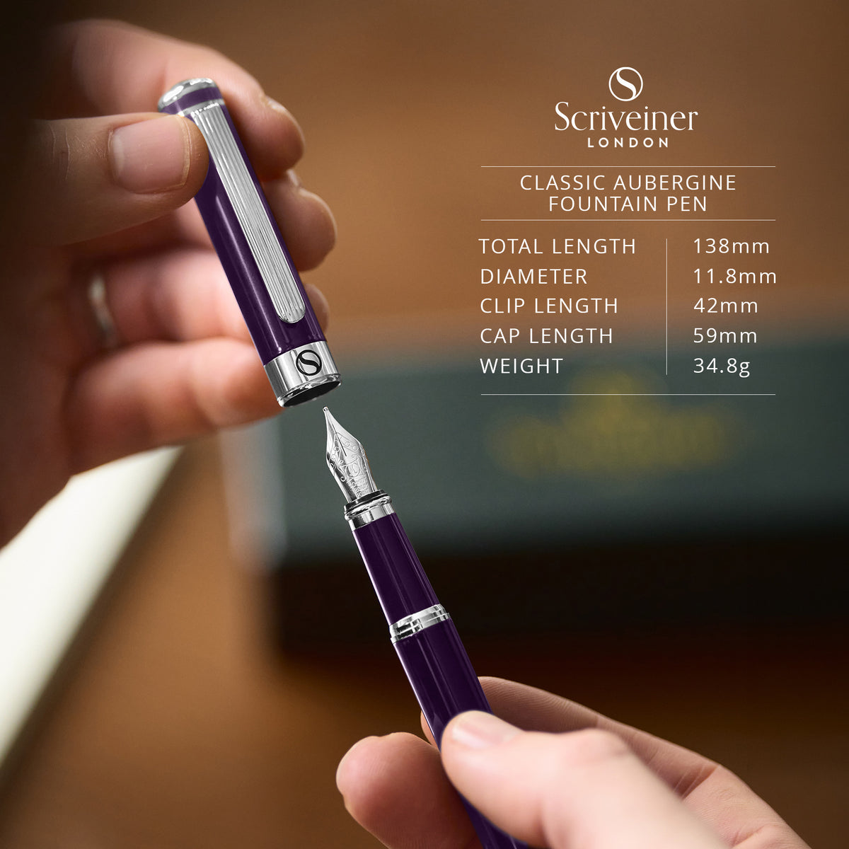 Scriveiner Classic Aubergine Fountain Pen - Fine Nib