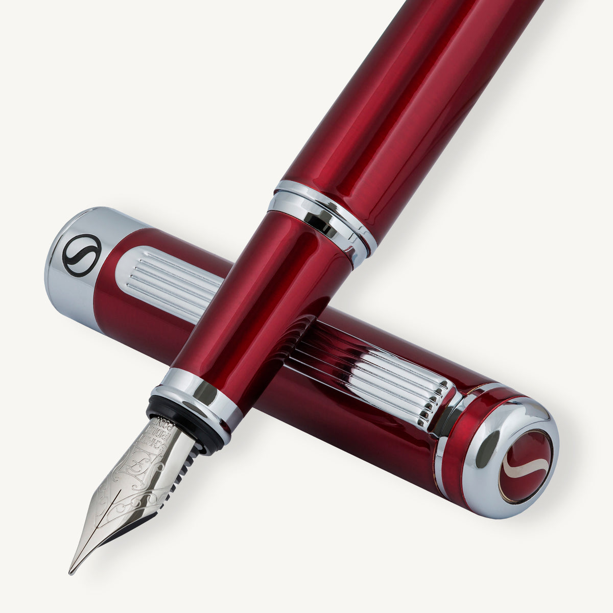 Scriveiner Classic Crimson Red Fountain Pen - Fine Nib