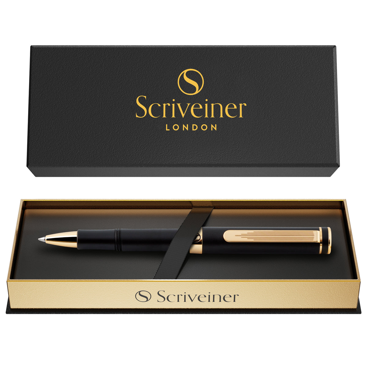 Scriveiner Pocket Pen Black Gold Rollerball Pen