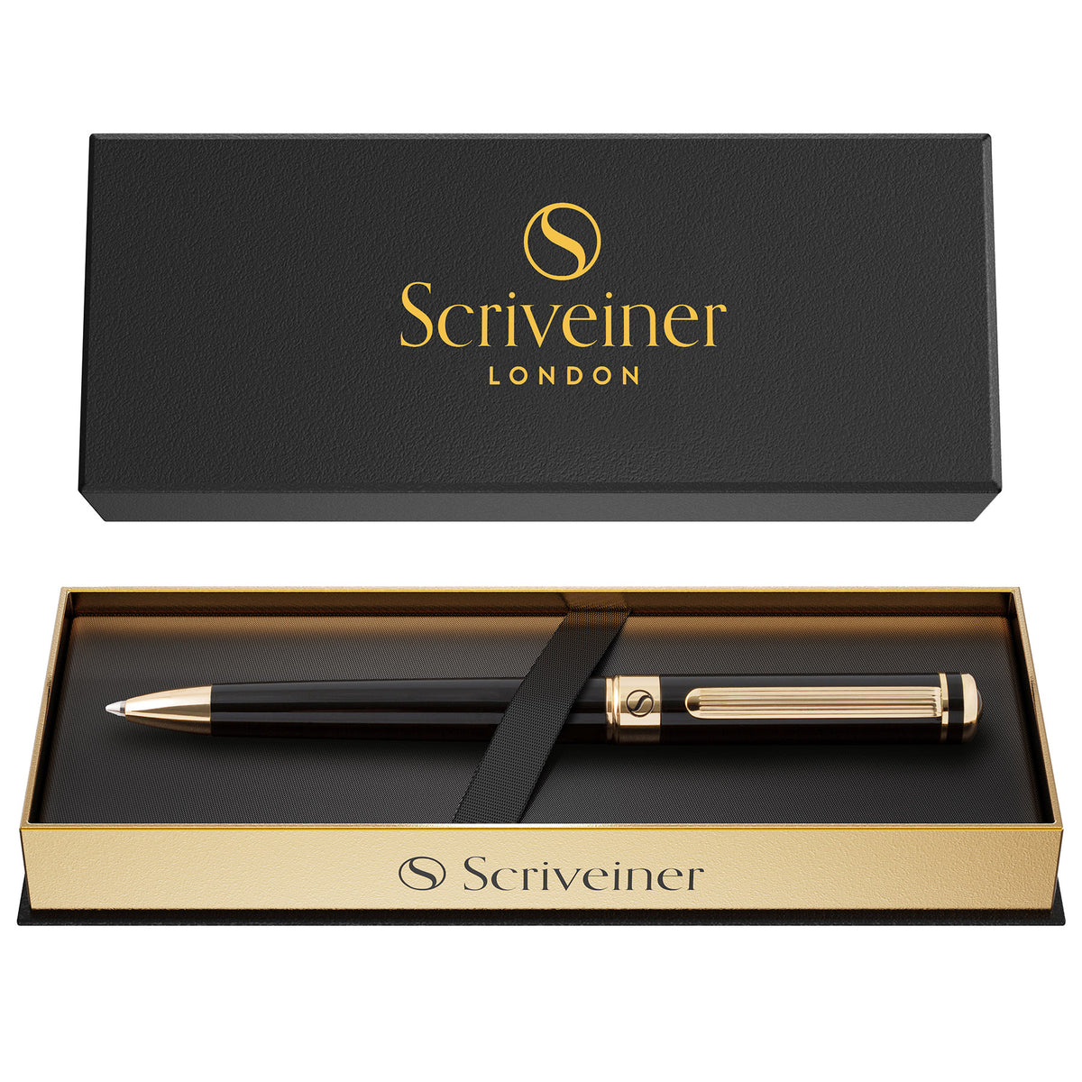 Scriveiner Klassischer Kugelschreiber Schwarz Lack