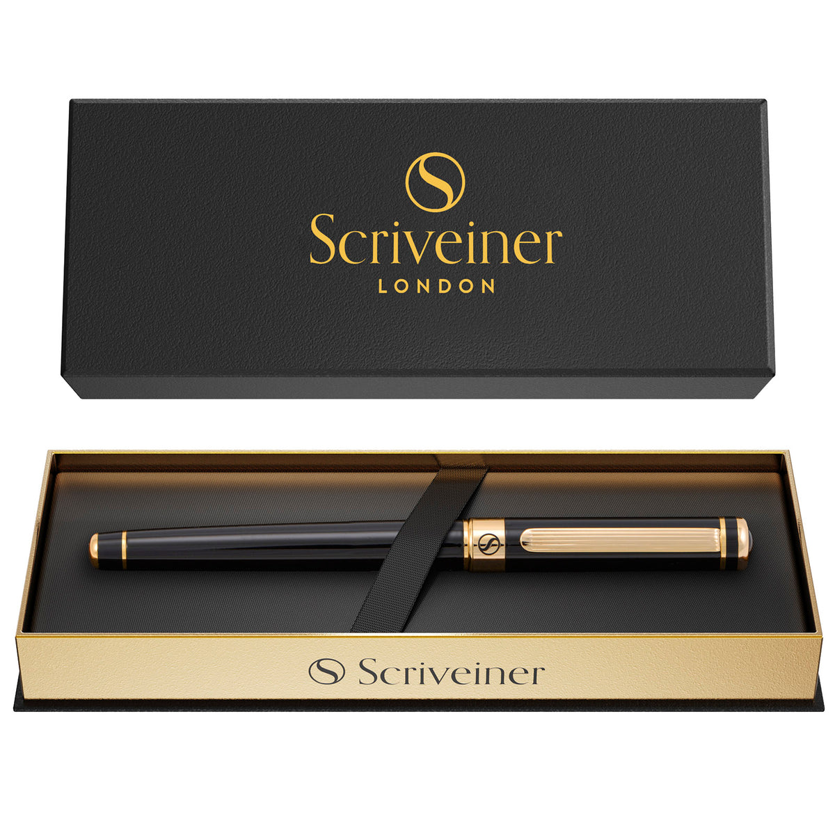 Scriveiner Klassischer Schwarzlackierter Rollerball-Stift