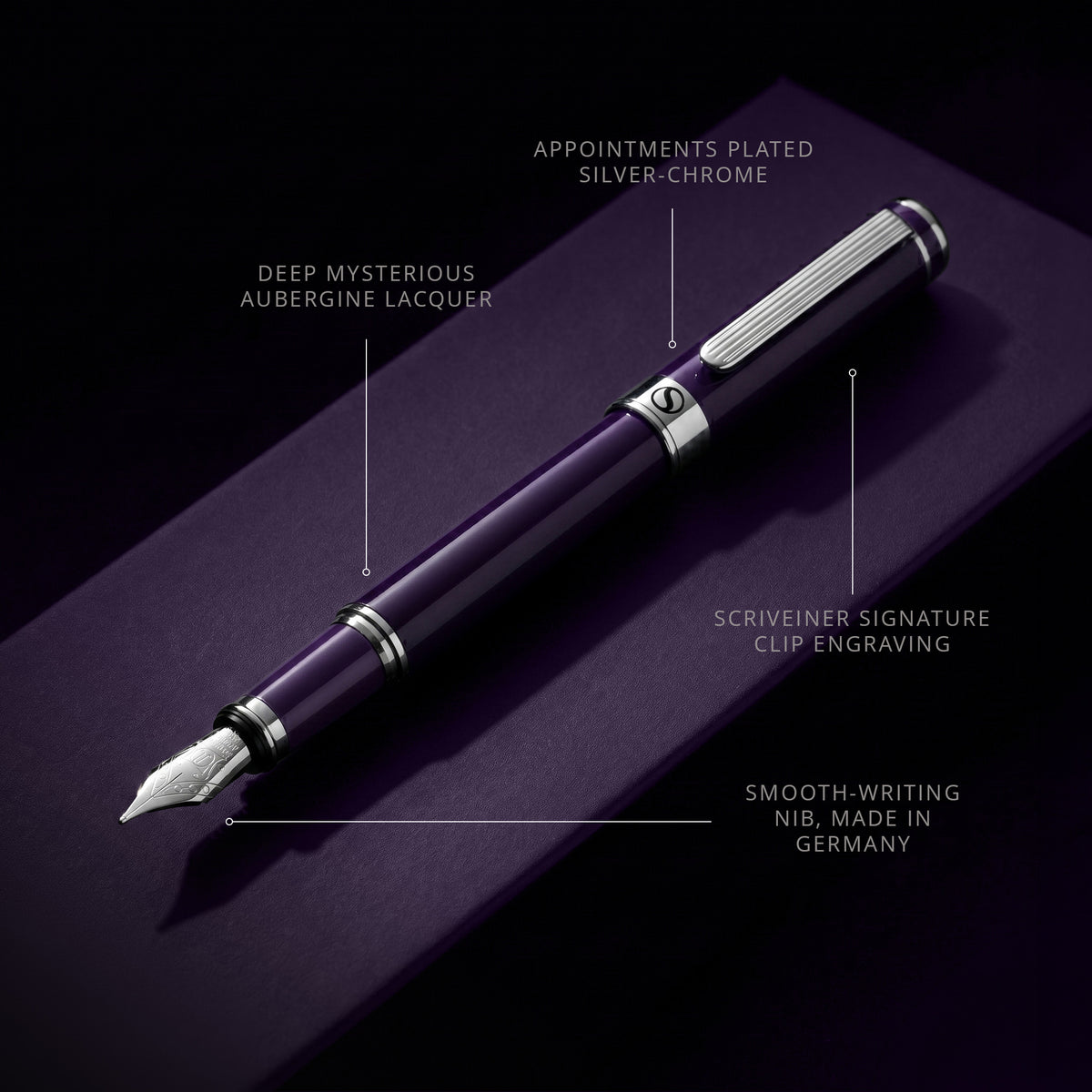 Scriveiner Classic Aubergine Fountain Pen - Fine Nib