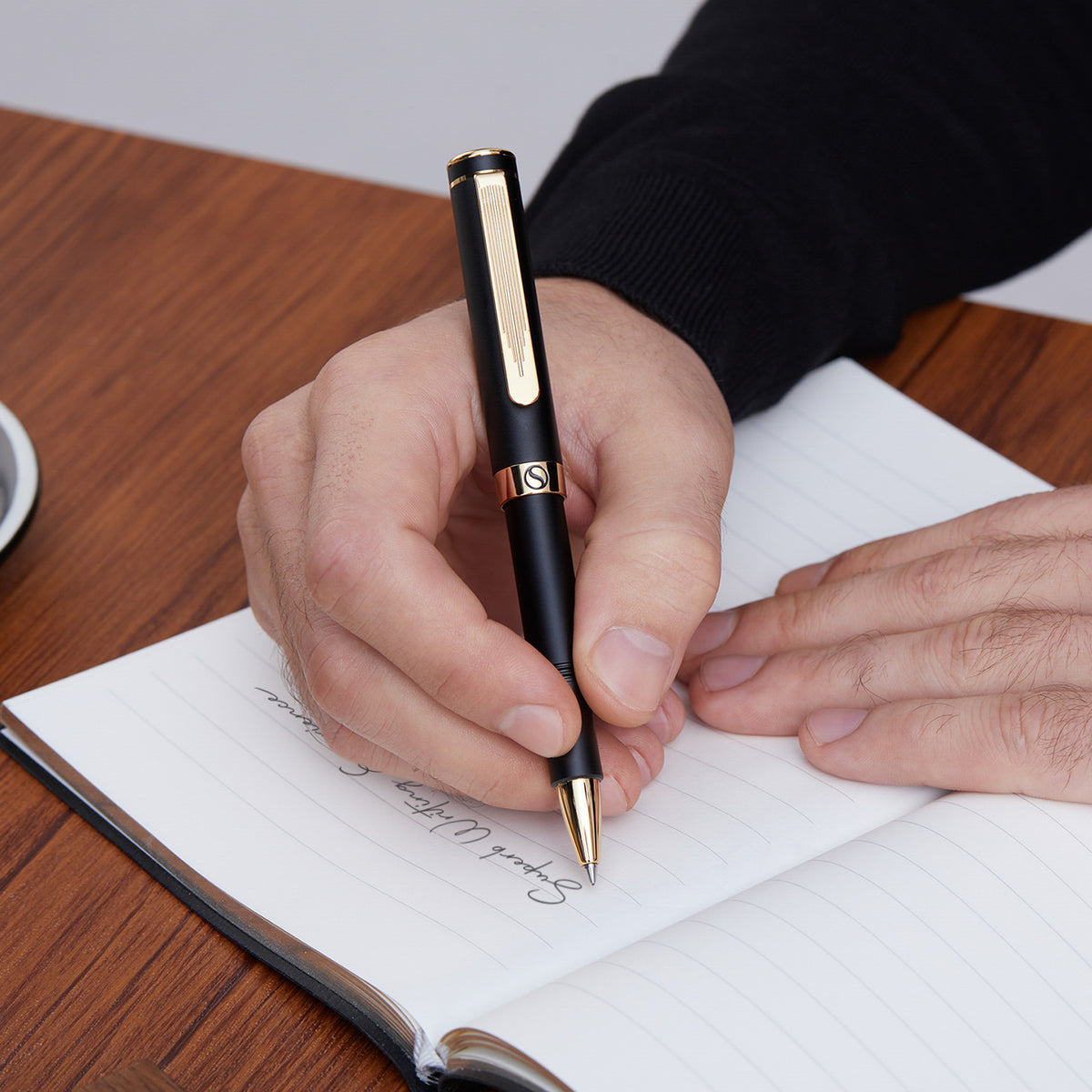 Scriveiner Pocket Pen Black Gold Rollerball Pen