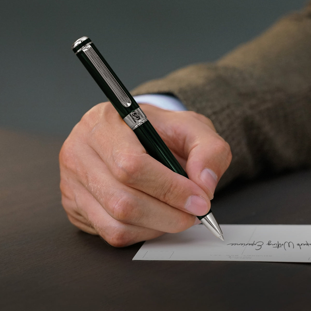 Scriveiner Classic Black Green Ballpoint Pen