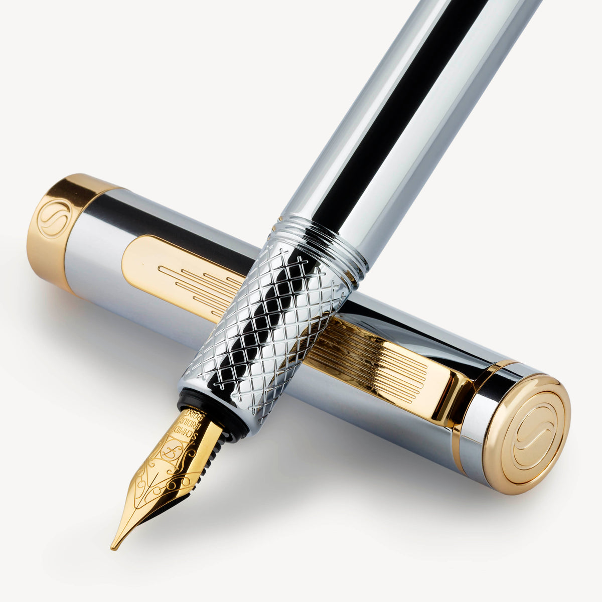 Scriveiner Pocket Pen Silver Gold Fountain Pen - Fine Nib
