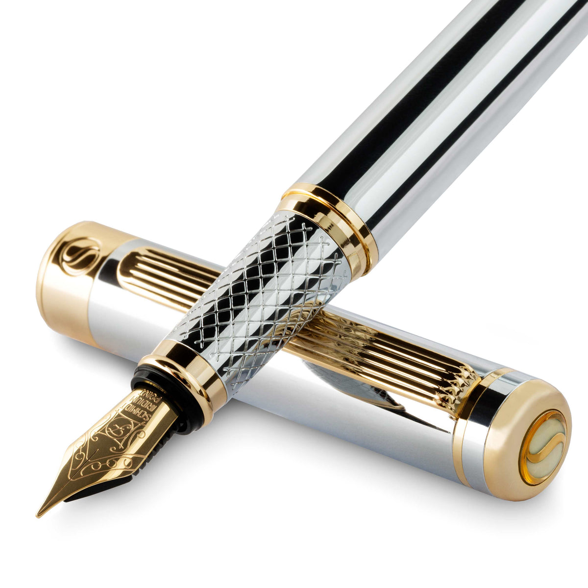 Scriveiner Classic Silver Chrome Fountain Pen -  Fine Nib